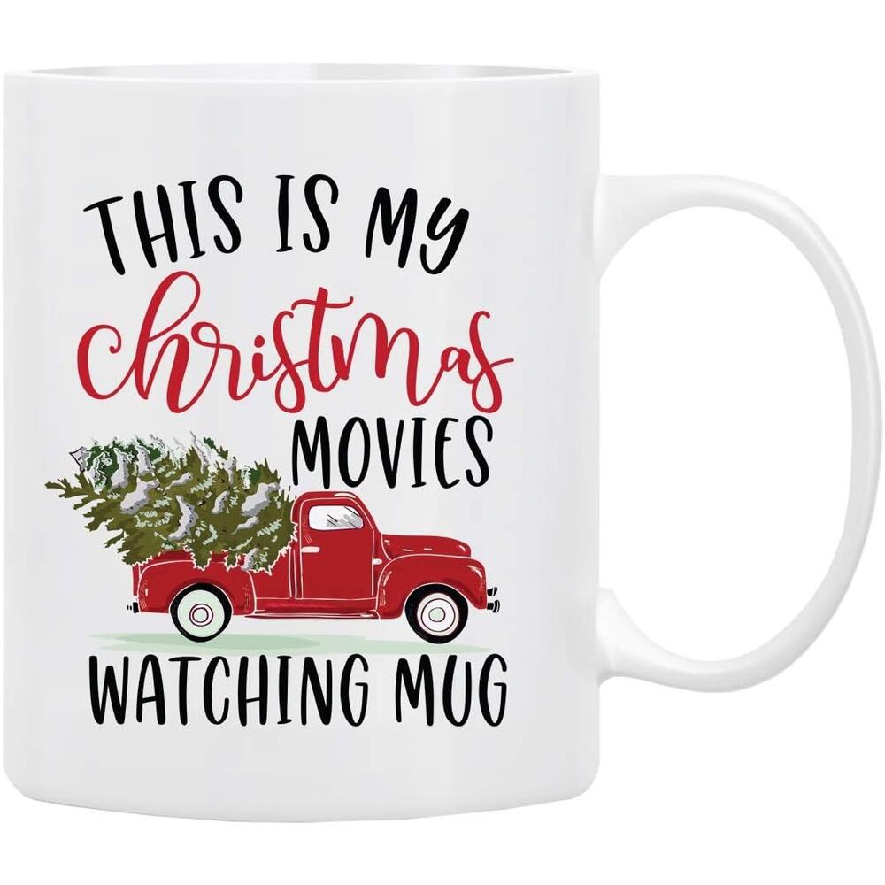 Christmas Movies Watching Mug Holiday Gift Ceramic Cup in Decorative Box